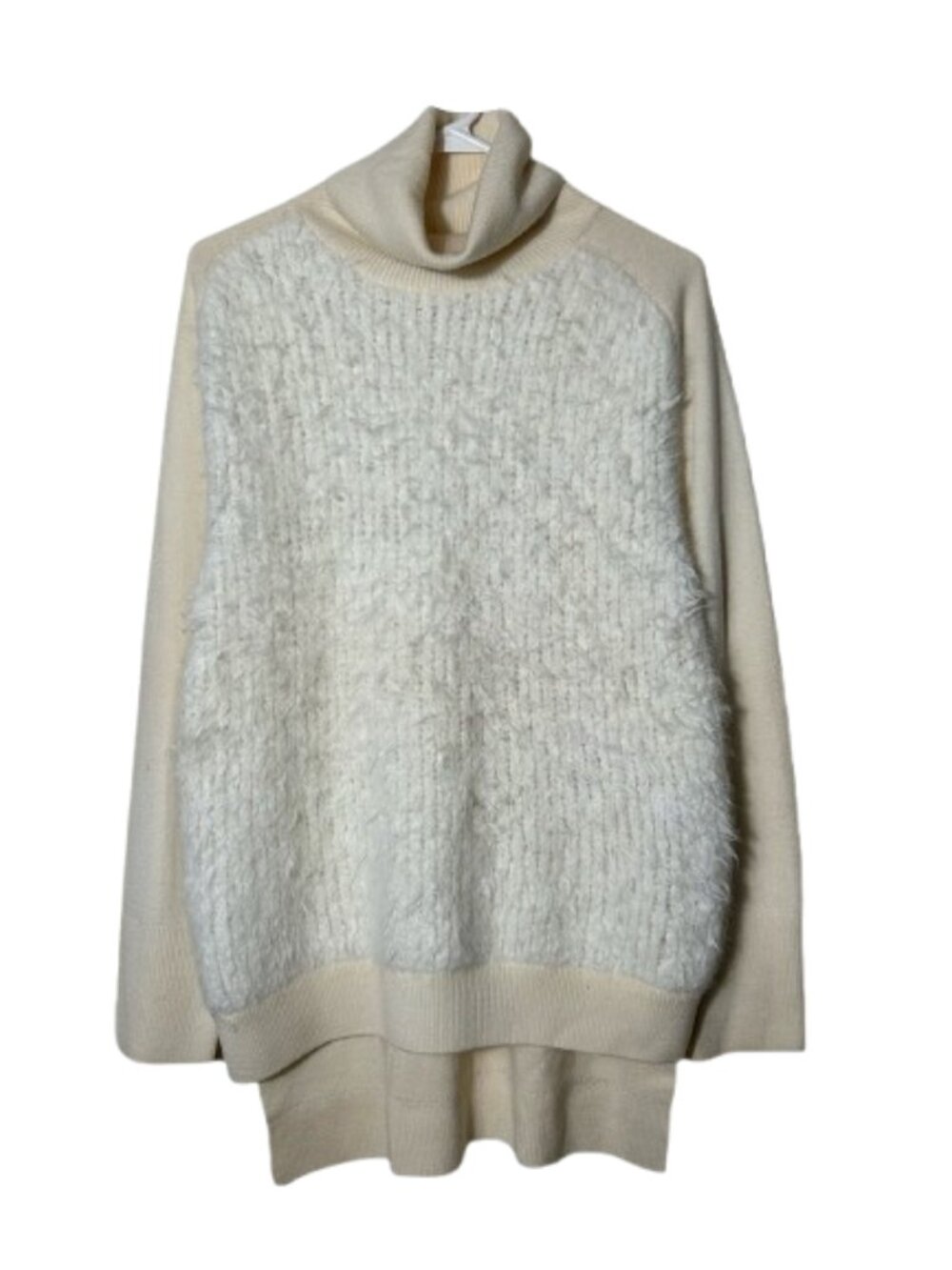 3.1. Phillip lim ivory angora fuzzy front panel turtleneck sweater womens S